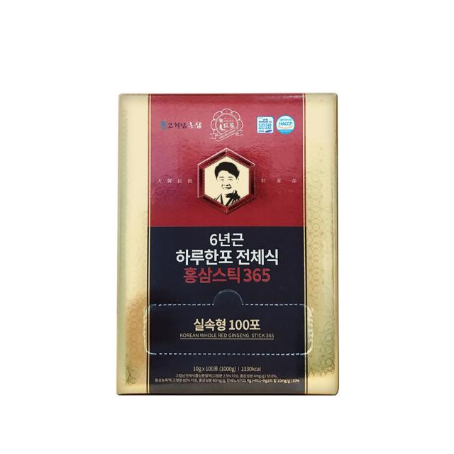 고철남홍삼 짜먹는 6년근 하루한포 전체식 홍삼스틱365 실속형 10g X 100p + 쇼핑백 100개