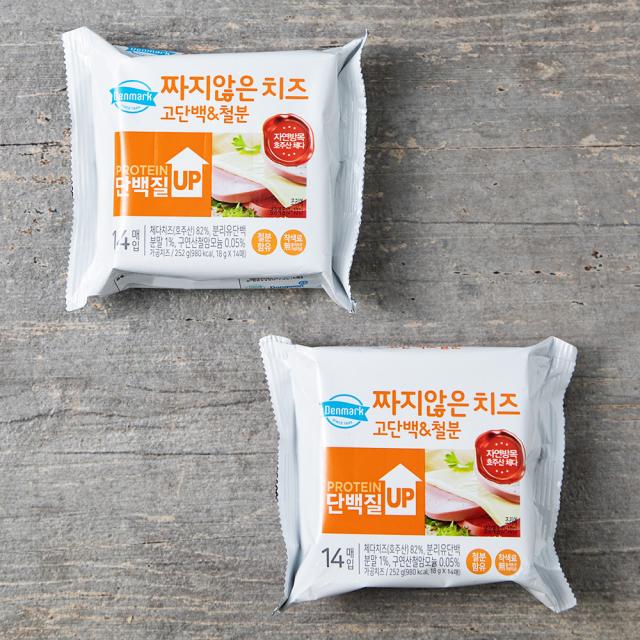 덴마크 짜지않은치즈 고단백 & 철분, 252g, 2개