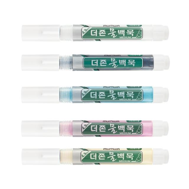 문화연필 더존 물백묵 5종 세트, 하양, 검정, 파랑, 분홍, 노랑, 1세트