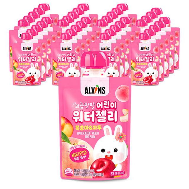 엘빈즈 과즙팡팡 어린이 워터젤리 100g, 복숭아 + 자두 혼합맛, 40개