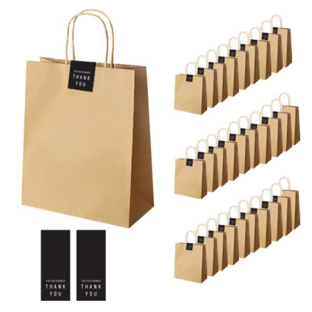인디고 크라 쇼핑백 30p + 땡큐 직사각 라벨 30p 세트 쇼핑백 단일색상 라벨 블랙 