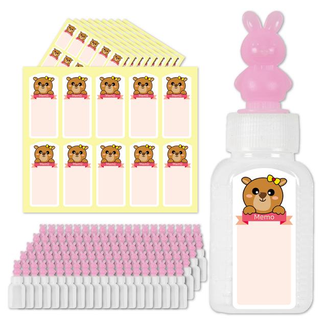 곰돌이 방수 스티커 + 토끼 약병 20ml 세트 100개