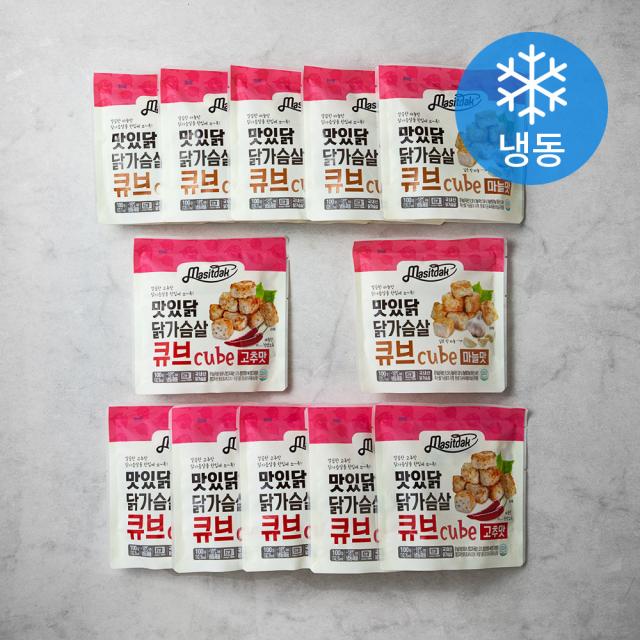 맛있닭 닭가슴살 큐브 100g X 2종 X 6팩 세트 냉동 1세트