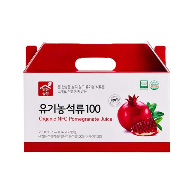 맑은농장 NFC착즙 유기농 석류100 건강즙, 30개, 70ml