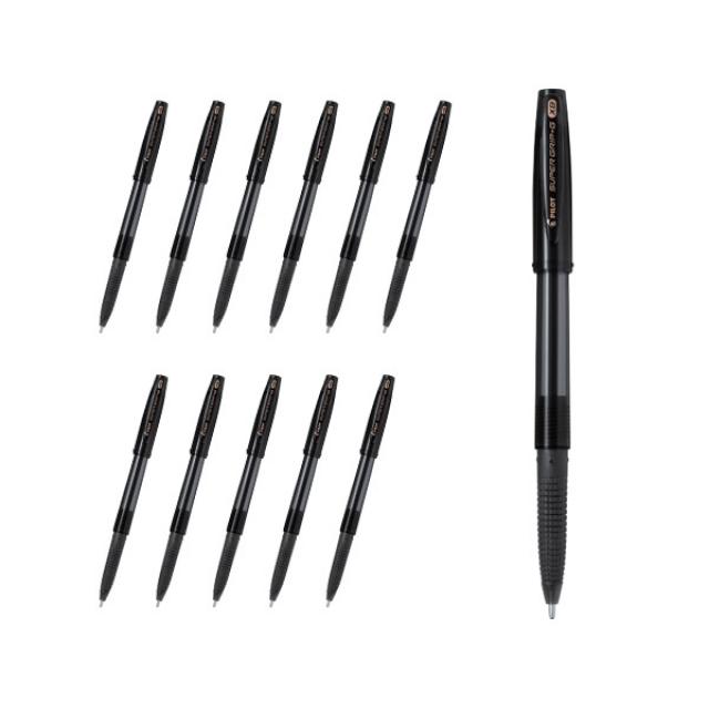파이롯트 슈퍼그립g 캡식 유성볼펜 1.6mm Bps Gg Xb 블랙 12개