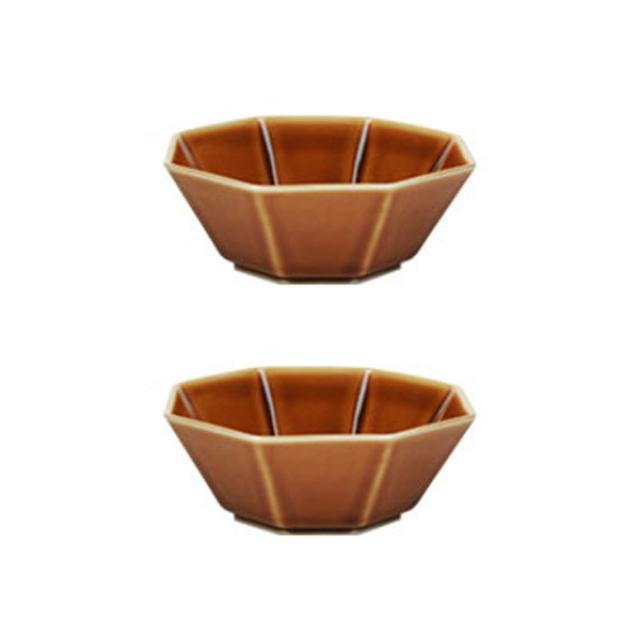 오다도기 팔각 찬기 사이드볼, 브라운, 2개