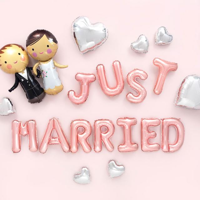 파티팡 신랑신부 Just Married 웨딩 홈파티세트, 로즈골드, 1세트