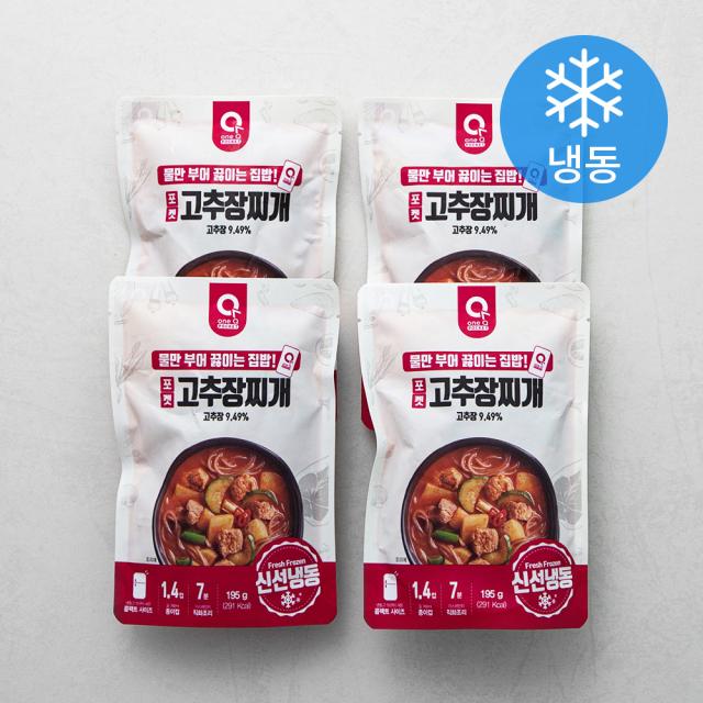 원큐 포켓 고추장찌개 냉동 195g 4팩