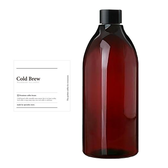 AP1000갈색 페트병 1000ml + 검정캡 + 스티커 클래식콜드브루, 10세트