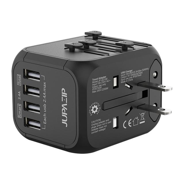 주파집 USB 4포트 일반충전 여행용 멀티어댑터, 1개
