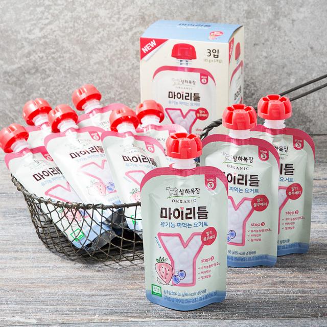 상하목장 유기농 인증 마이리틀 짜먹는 요구르트 딸기블루베리 85g 12개