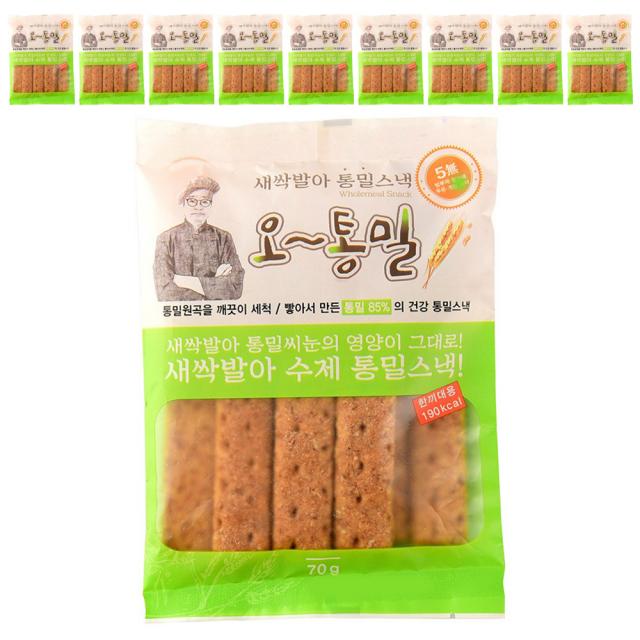 오통밀 새싹발아 수제 통밀스낵, 10개, 70g