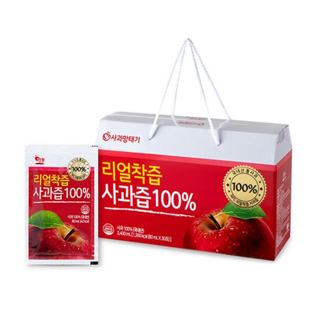 사과망태기 리얼착즙 사과즙 100프로, 80ml, 30개