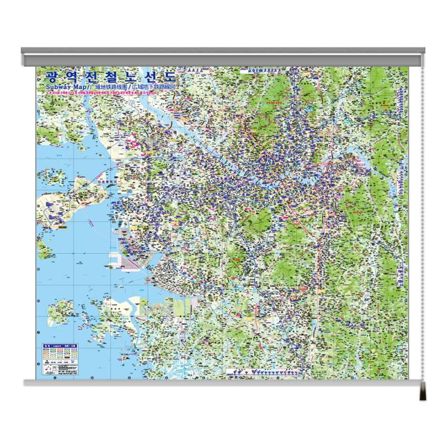 지도닷컴 광역전철노선도 수도권 롤스크린 소 + 전국행정도로지도, 1세트