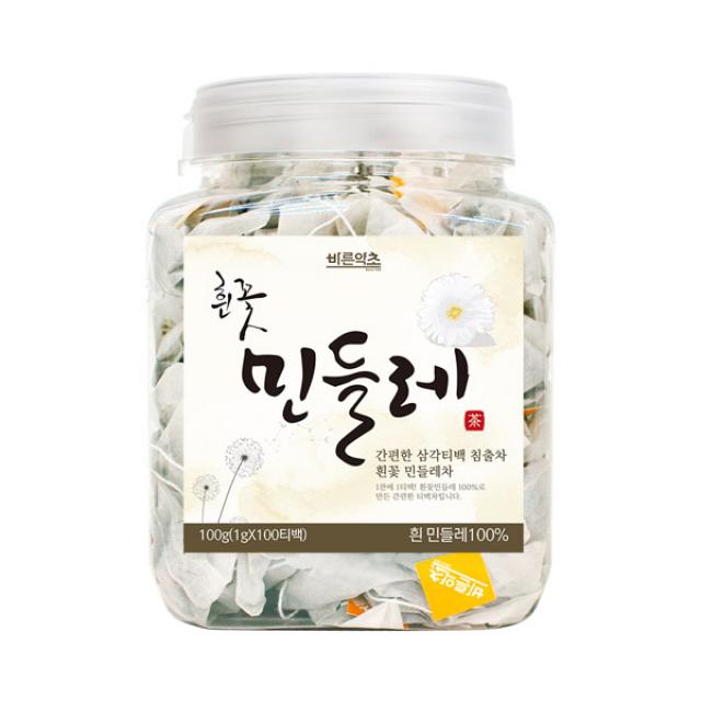 바른약초 흰꽃 민들레차 삼각티백, 1g, 100개