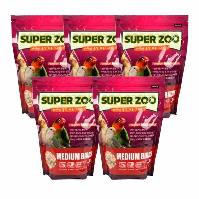 SuperZoo 프리미엄 중형새 사료, 700g, 5개