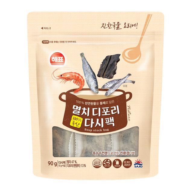 해표 멸치디포리 다시팩, 15g, 6개