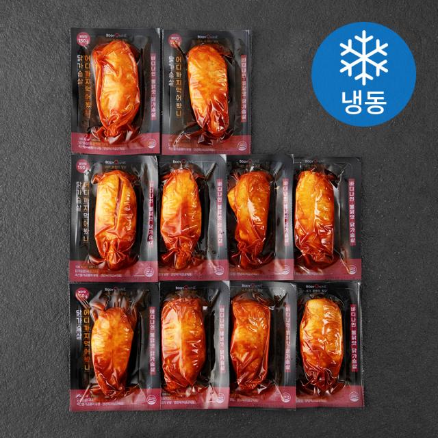 바디나인 닭가슴살 어디까지 먹어봤니 불닭맛 (냉동), 150g, 10팩