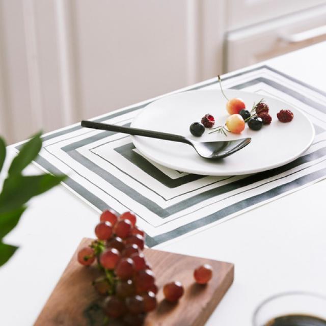 차리다 페이퍼 테이블 매트 80매, No3  Rectangular Black, 375 x 258 mm