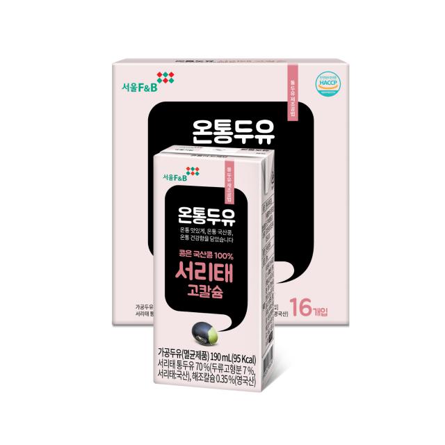 서울에프엔비 고칼슘 서리태 온통 두유, 190ml, 16개