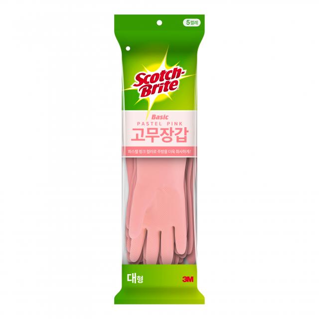 스카치브라이트 고무장갑 대형 5켤레 파스텔핑크 1세트