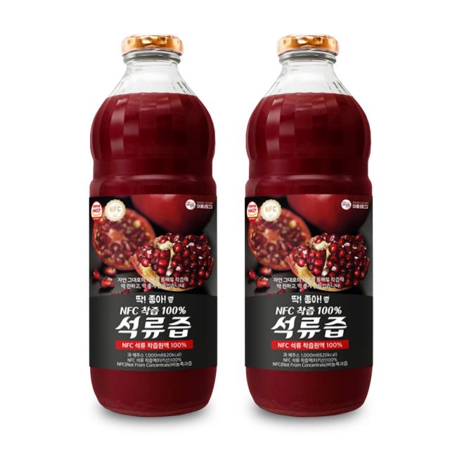 미쁨생활건강 딱좋아 프리미엄 NFC 석류주스, 1000ml, 2개