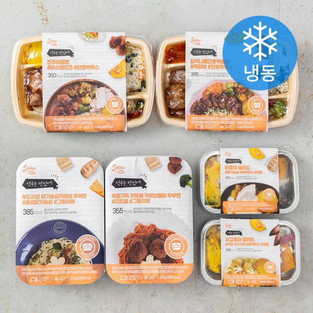 김동준 도시락 선수바디 도시락 2종 + 두부면파스타 2종 + 샐러드 2종 세트 (냉동), 1세트