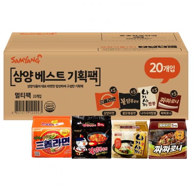 삼양 삼양라면 120g x 5p + 불닭볶음면 140g x 5p + 짜짜로니 140g x 5p + 나가사끼짬뽕 115g x 5p, 1세트