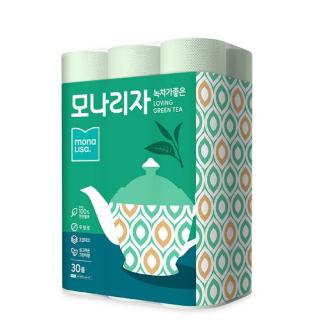 모나리자 녹차가좋은 펄프 3겹 화장지 30m 1팩 30롤