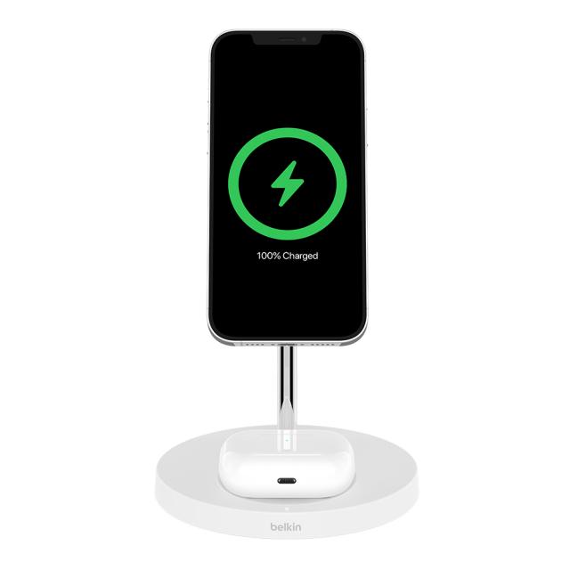 벨킨 부스트업 프로 2in1 맥세이프 15w 무선 충전 거치대 Wiz010kr 화이트 1개