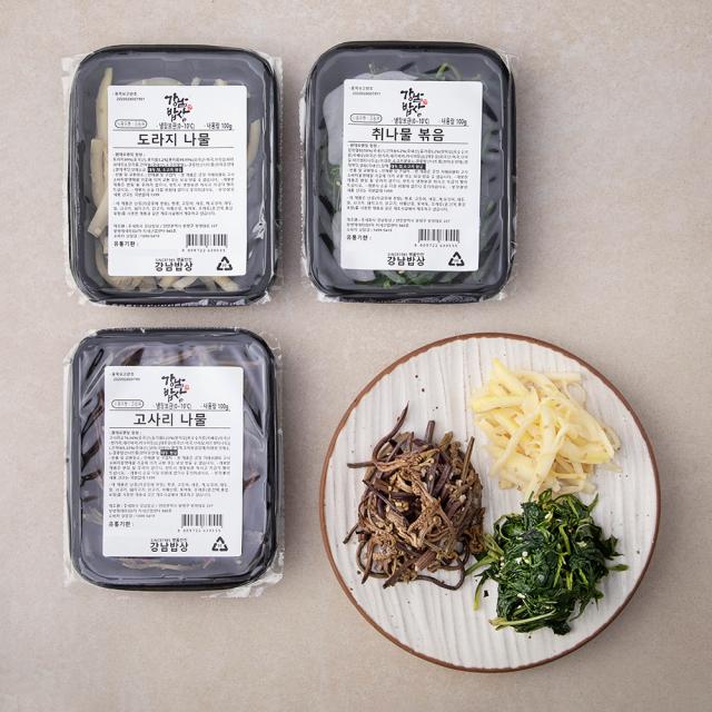 강남밥상 삼색나물 고사리 100g + 도라지 100g + 취나물 100g, 1세트