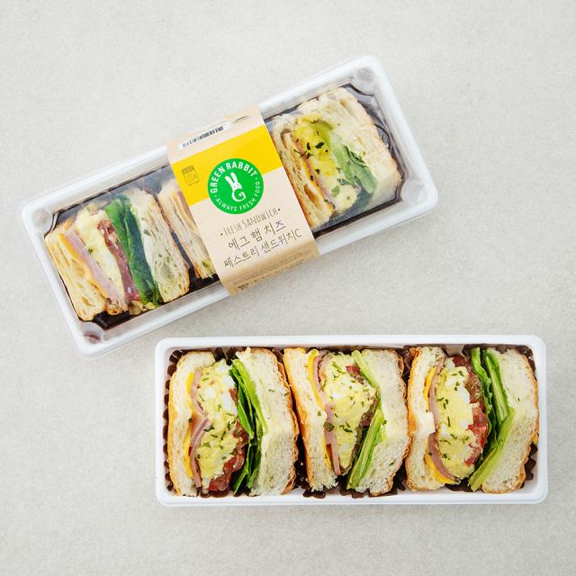 그린래빗 에그 햄 치즈 페스트리 샌드위치c 165g 2개