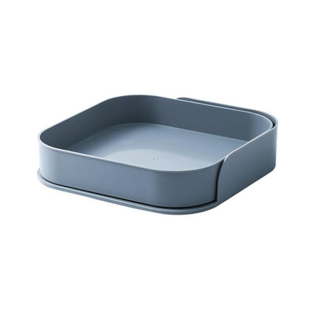 행복의모든것 다용도 수납 회전 사각 트레이 기본형 22 x 22 x 4 cm, 그레이, 1개