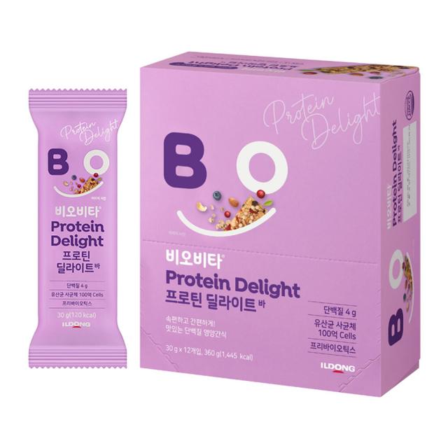 비오비타 프로틴 딜라이트 바 곡물맛 12p, 360g, 1개