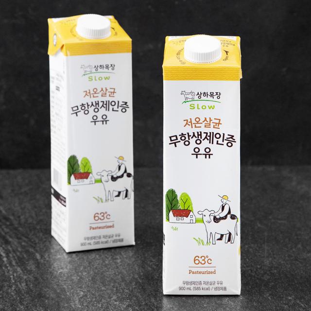 상하목장 저온살균 무항생제인증 우유, 900ml, 2개