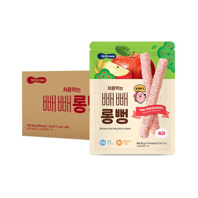 베베쿡 처음먹는 빼빼롱뻥 유아과자 30g, 사과, 8개