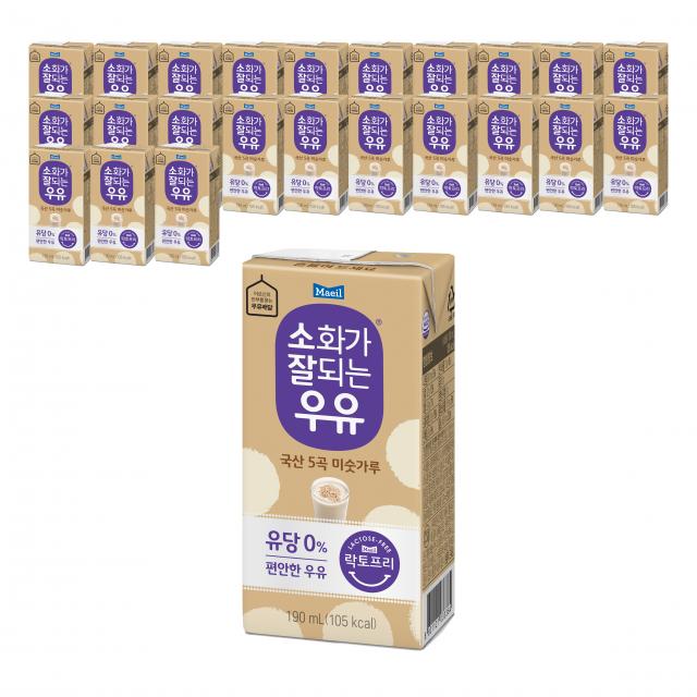 매일유업 소화가 잘되는 우유 5곡 미숫가루 190ml 24개