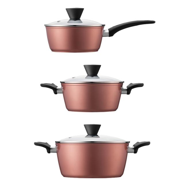 락앤락 IH 냄비 3종 세트 CAC2404S01, 로즈골드, 편수 18cm + 양수 20cm + 양수 24cm