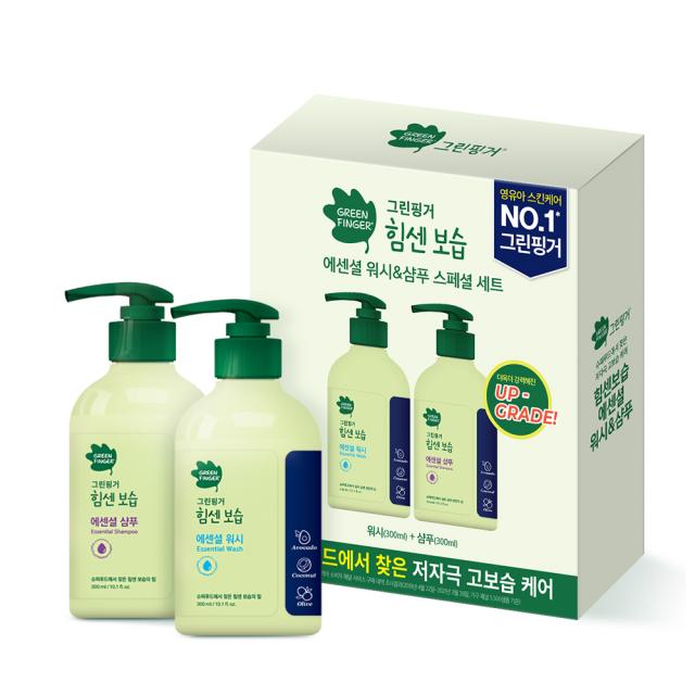 그린핑거 유아용 힘센보습 에센셜 워시 300ml + 샴푸 300ml 세트, 1세트