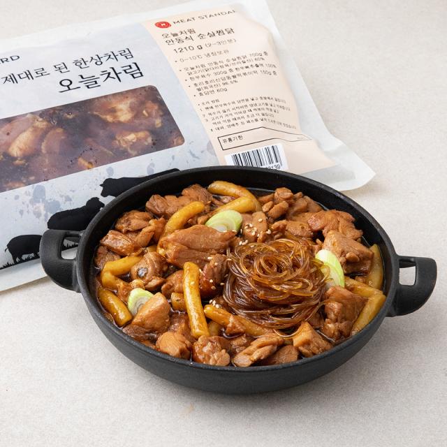 [로켓프레시] 미트스탠다드 오늘차림 안동식 순살 찜닭 양념육 700g + 한우육수 300g + 떡 150g + 당면 60g 밀키트, 1세트