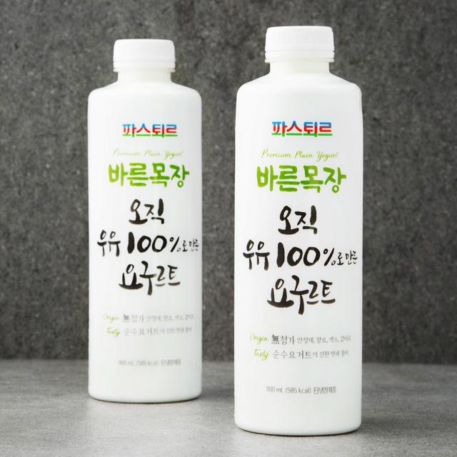 파스퇴르 바른목장 오직 우유 100%로 만든 요구르트 900ml 2입