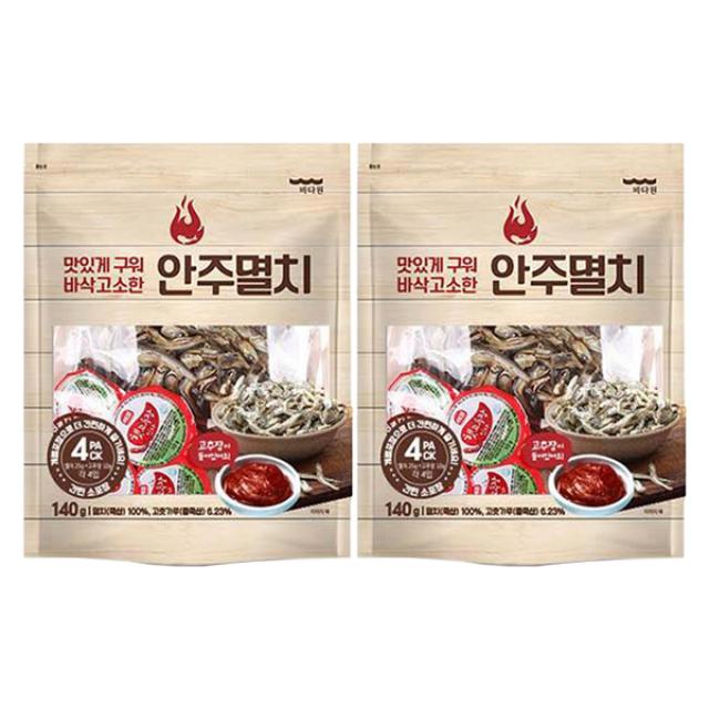 바다원 간편한 구운 안주멸치+고추장 140g 2세트, 2세트