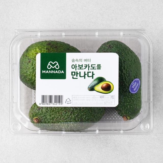 [로켓프레시] 만나다 페루산 아보카도 3입, 550g, 1개