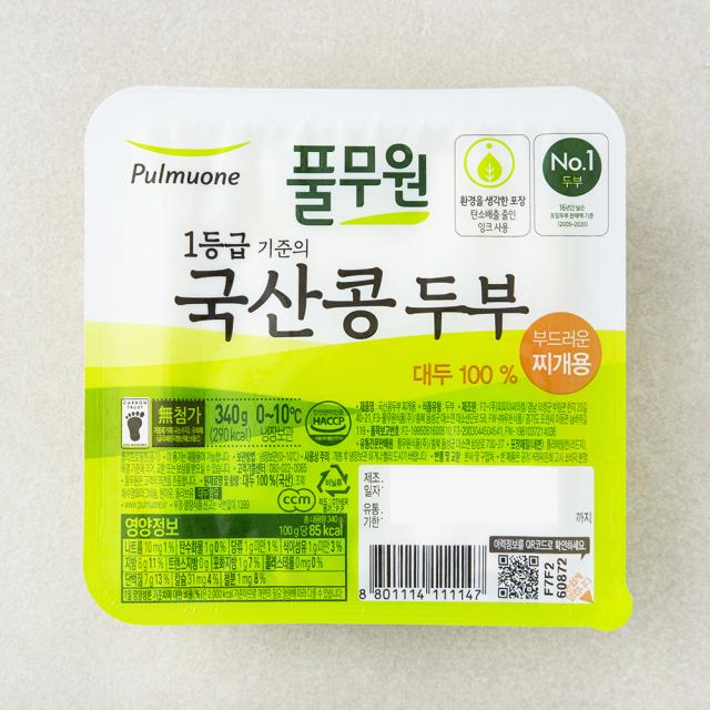 [로켓프레시] 풀무원 국산콩 두부 부드러운 찌개용, 1개, 340g