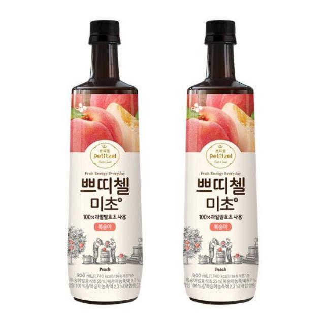 쁘띠첼 미초 복숭아 식초, 900ml, 2개