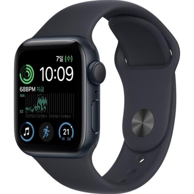 Apple 2022 애플워치 SE 2세대 알루미늄 케이스, 40mm, GPS, 미드나이트 / 미드나이트 스포츠밴드