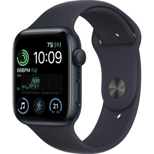 Apple 2022 애플워치 SE 2세대 알루미늄 케이스, 44mm, GPS, 미드나이트 / 미드나이트 스포츠밴드