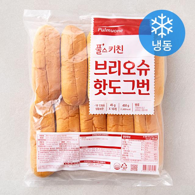 [로켓프레시] 풀무원 풀스키친 브리오슈 핫도그번 10개 (냉동), 450g, 1개