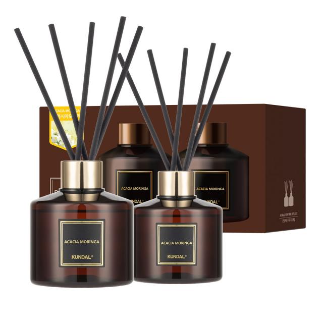 쿤달 퍼퓸 디퓨저 200ml 2개 + 섬유스틱 10개, 아카시아모링가향, 1세트