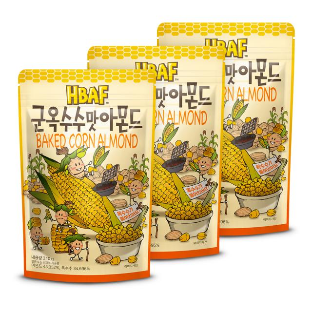 HBAF 군옥수수맛 아몬드, 210g, 3개